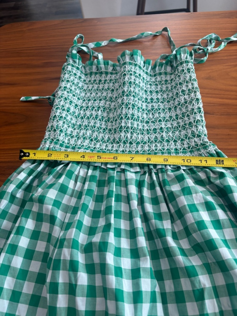 kate spade Green Gingham Smocked Maxi Dress with Tie Straps - Picture 7 of 8